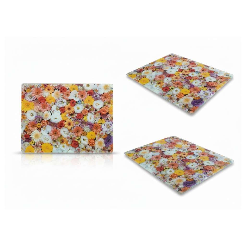 Colorful Floral Glass Cutting Board