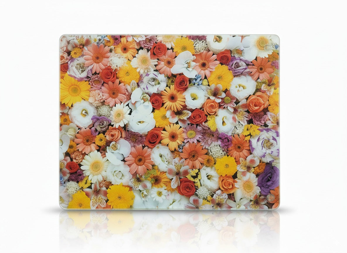 Glass Cutting Board Colorful Floral