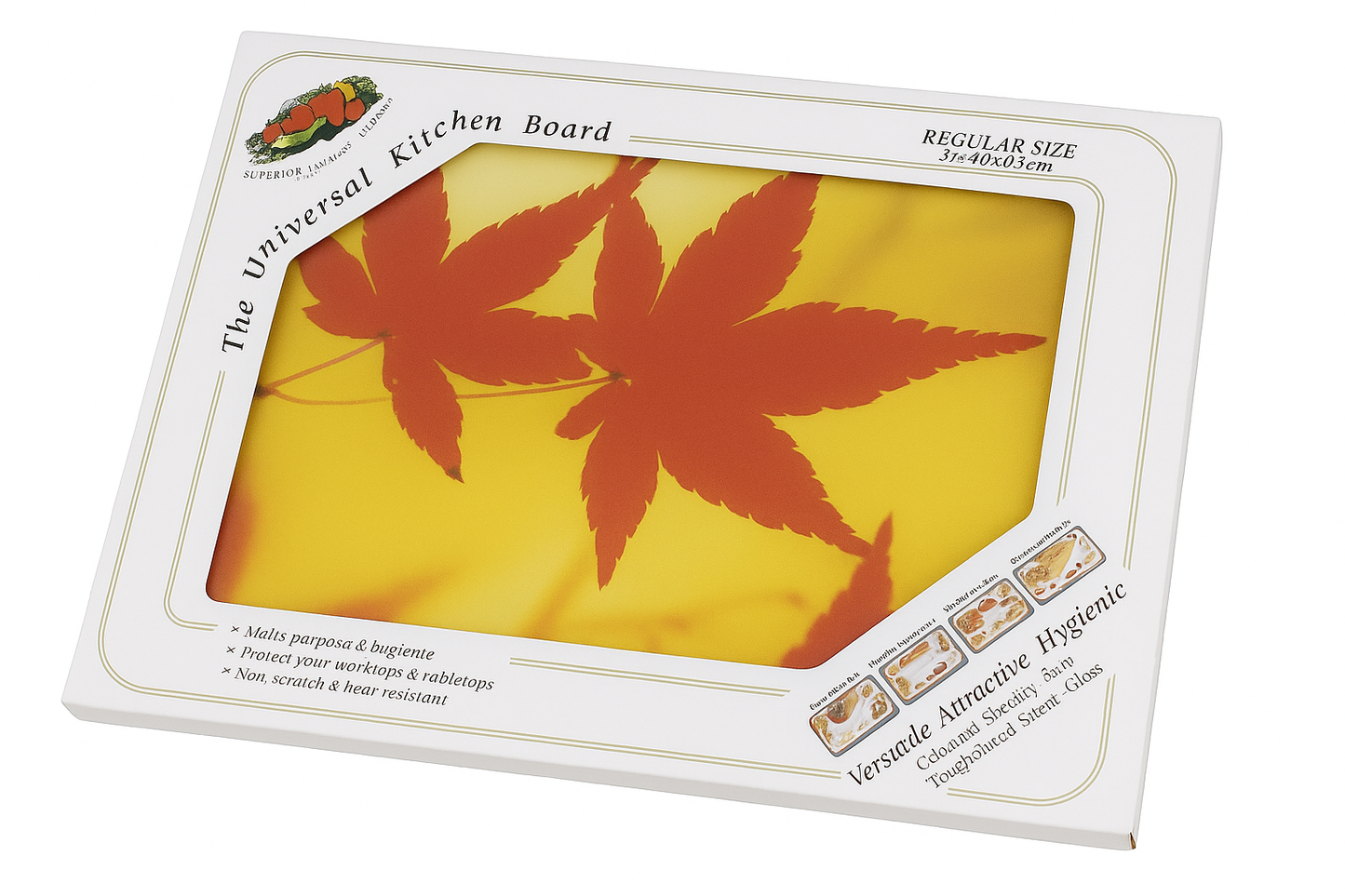 Tempered Glass Cutting Board, Autumn Maple Leaf Design