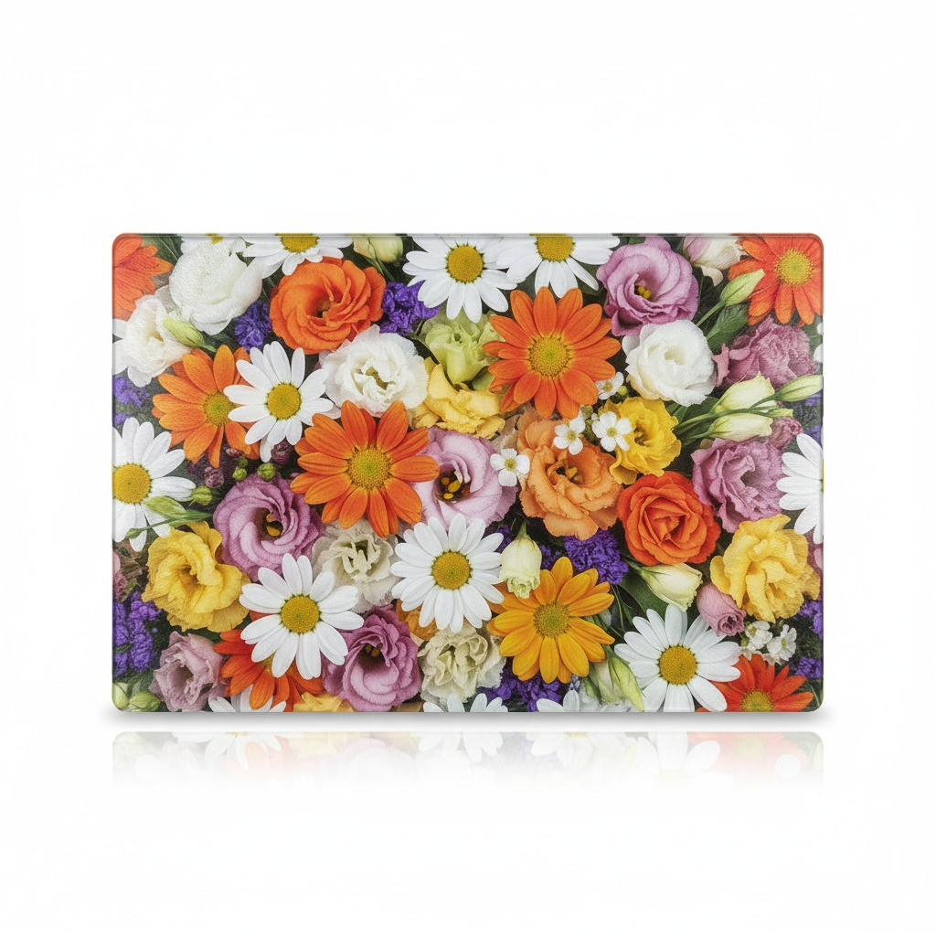 Colorful Floral Design Tempered Glass Cutting Board