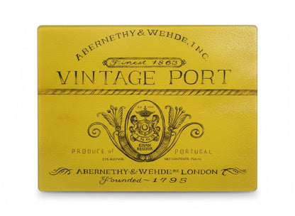Glass Cutting Board, Vintage Port Wine Label