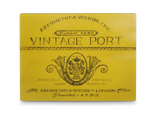 Glass Cutting Board, Vintage Port Wine Label