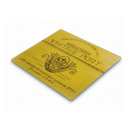 Tempered Glass Cutting Board Vintage Port Wine Label Design